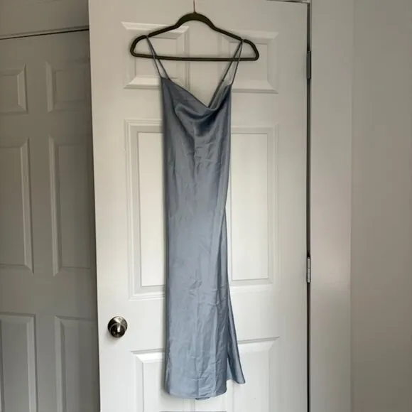 Show Me Your MuMu Tuscany Midi Slip Dress in Silver Luxe Satin