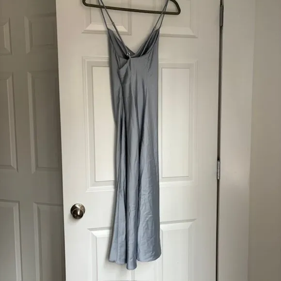 Show Me Your MuMu Tuscany Midi Slip Dress in Silver Luxe Satin