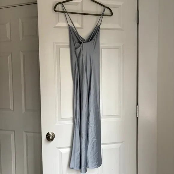 Show Me Your MuMu Tuscany Midi Slip Dress in Silver Luxe Satin