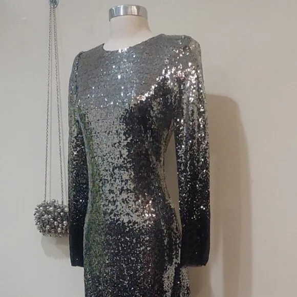 💥SHOWSTOPPER!💥 Ombre Sequin Midi Dress in Black &amp; Silver