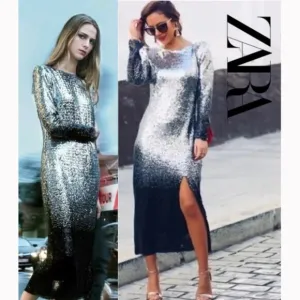 💥SHOWSTOPPER!💥 Ombre Sequin Midi Dress in Black &amp; Silver