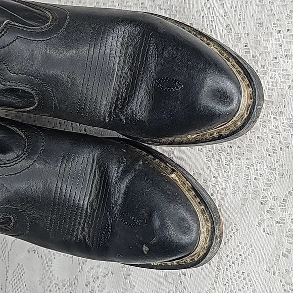 Shyanne Patsy Shy slouch western cowgirl black leather slip on boots sz 6.5