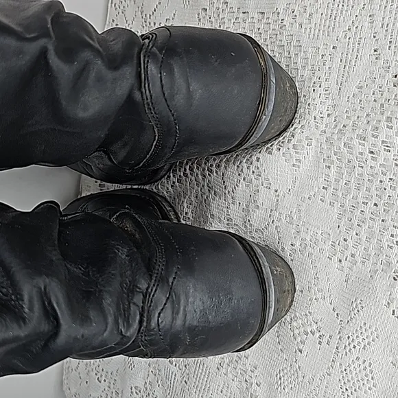 Shyanne Patsy Shy slouch western cowgirl black leather slip on boots sz 6.5