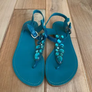 Sigerson Morrison Blue Jewel Thong Flat Sandals