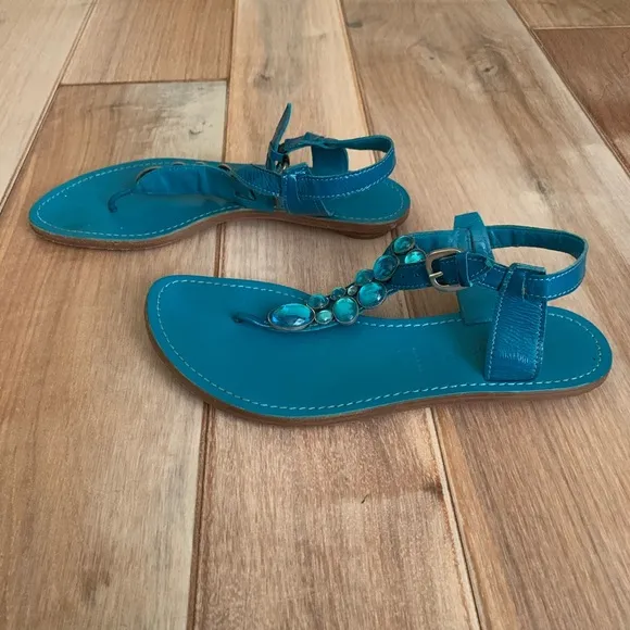 Sigerson Morrison Blue Jewel Thong Flat Sandals