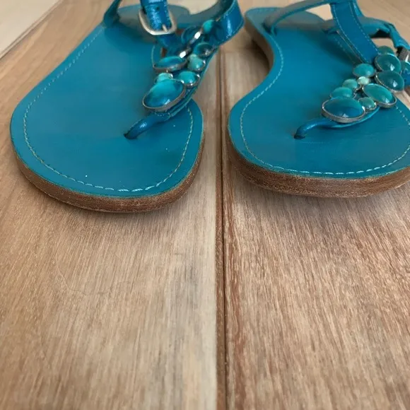 Sigerson Morrison Blue Jewel Thong Flat Sandals