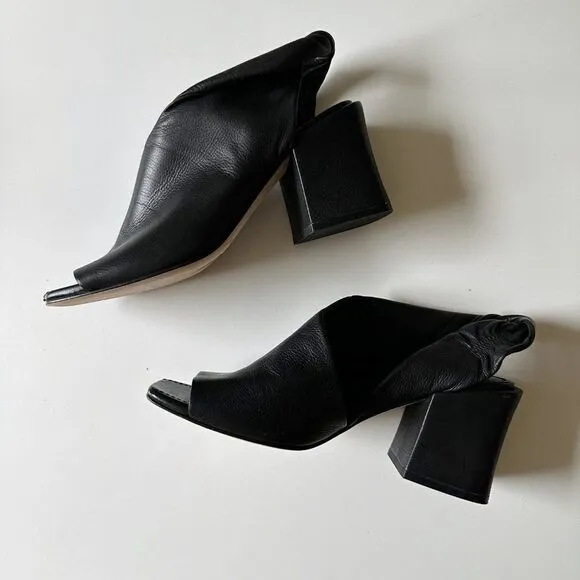 Sigerson Morrison Lenny Twisted Slingback Leather Sandals Black Women's 8.5