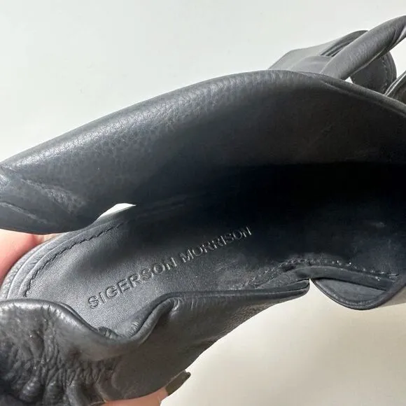 Sigerson Morrison Lenny Twisted Slingback Leather Sandals Black Women's 8.5