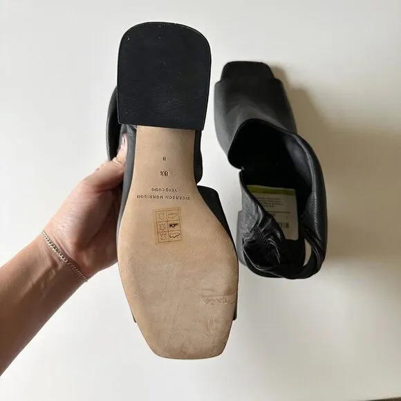 Sigerson Morrison Lenny Twisted Slingback Leather Sandals Black Women's 8.5