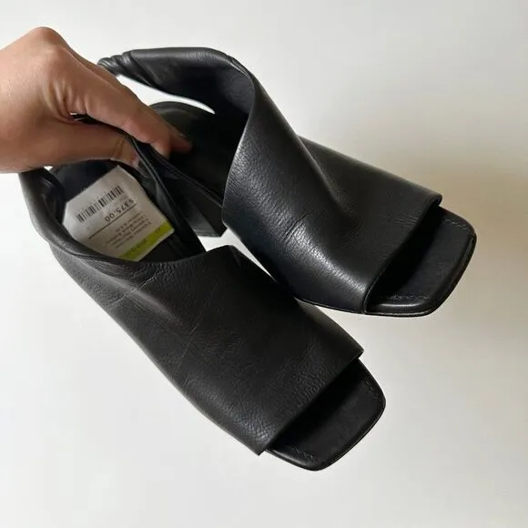 Sigerson Morrison Lenny Twisted Slingback Leather Sandals Black Women's 8.5