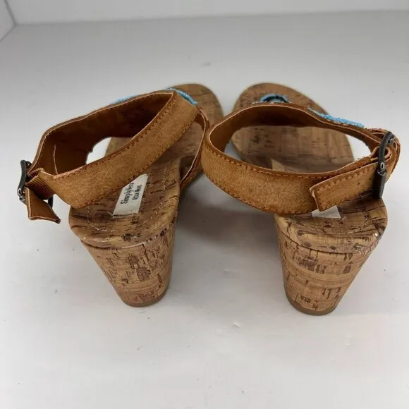 Simply Vera Vera Wang Womens 112913 Blue Beaded Thong Size 7.5 Wedge Sandals