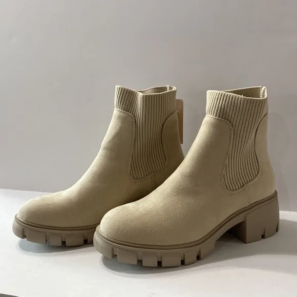 Sincerely Jules &quot;NEW&quot; Y2K Faux Suede Retro Chunky Heel Platform Lug Sole Boots 9