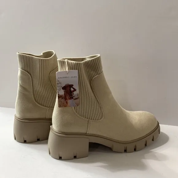 Sincerely Jules &quot;NEW&quot; Y2K Faux Suede Retro Chunky Heel Platform Lug Sole Boots 9