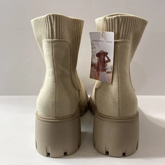 Sincerely Jules &quot;NEW&quot; Y2K Faux Suede Retro Chunky Heel Platform Lug Sole Boots 9