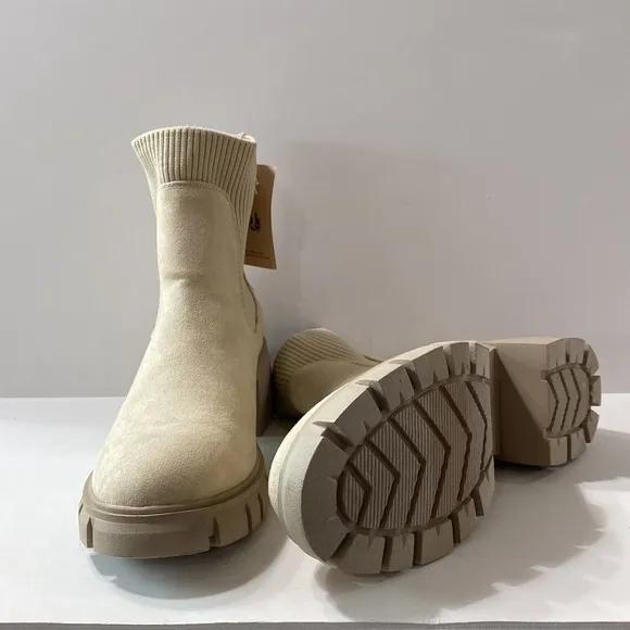 Sincerely Jules &quot;NEW&quot; Y2K Faux Suede Retro Chunky Heel Platform Lug Sole Boots 9