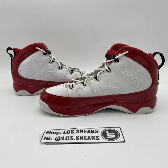 Size 3y- (GS) Nike Air Jordan 9 Retro PS Youth White Gym Red (401811-160)