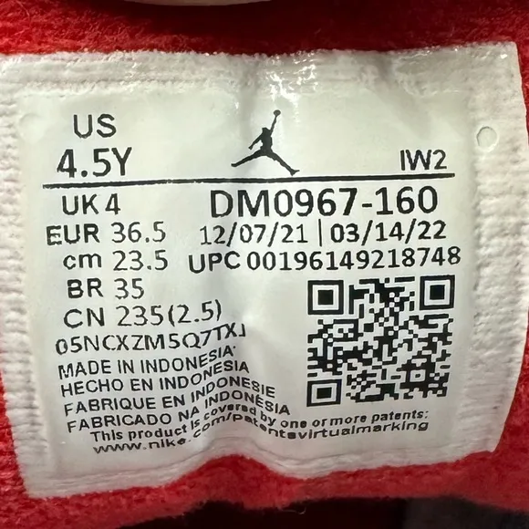 Size 4.5y - Air Jordan 3 Retro OG Fire Red 2022 DM0967-160 White GS Sneakers