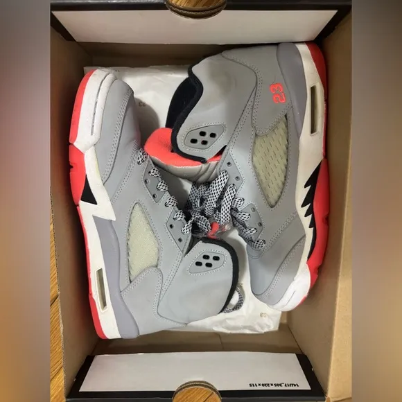 Size 5Y Nike Air Jordan 5 Retro V Hot Lava Cool Grey 440892-018 Sneakers Sz 5 Y