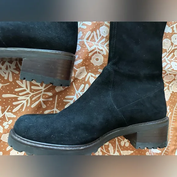 Size 7 Stuart Weitzman Midland 54653 black stretch suede over the knee  boots