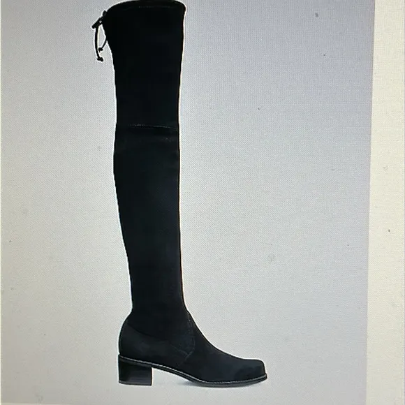 Size 7 Stuart Weitzman Midland 54653 black stretch suede over the knee  boots