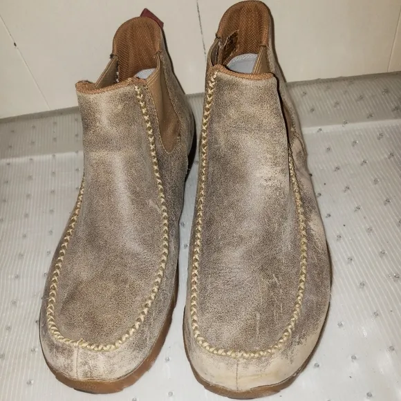 Size 8.5 Twisted X Men's Slip-On Chukka Leather Driving Moccasin Boots Shoes