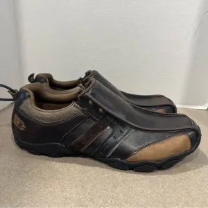 Skechers Men’s Diameter Brown Relaxed Step Slip On Leather Loafers Size 12