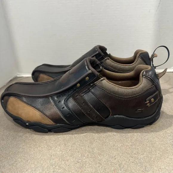 Skechers Men’s Diameter Brown Relaxed Step Slip On Leather Loafers Size 12