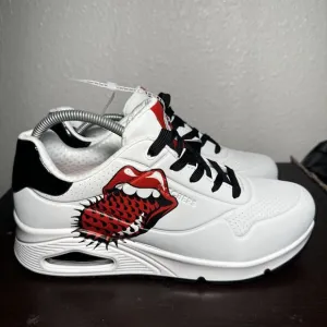 Skechers Uno X The Rolling Stones Womens White Black Fashion Sneakers - 9.5 US