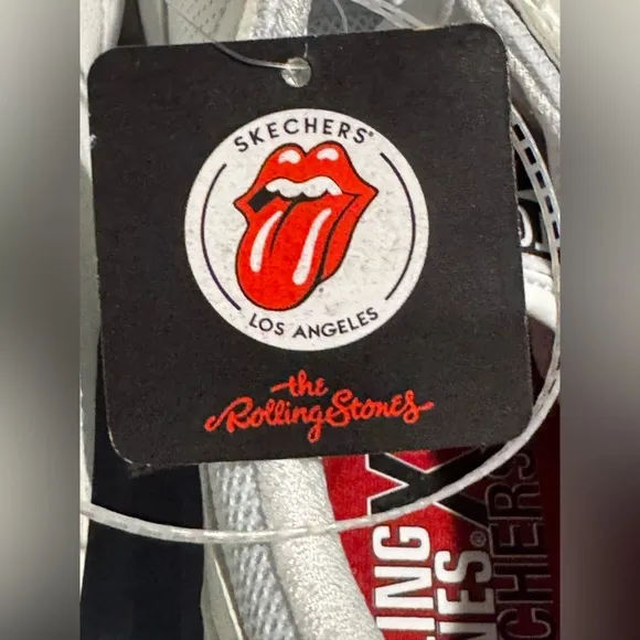 Skechers White Sneakers with Classic Design and Iconic Rolling Stones Logo 10.5