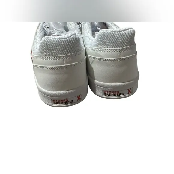 Skechers White Sneakers with Classic Design and Iconic Rolling Stones Logo 10.5