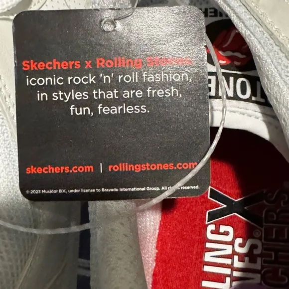 Skechers White Sneakers with Classic Design and Iconic Rolling Stones Logo 10.5