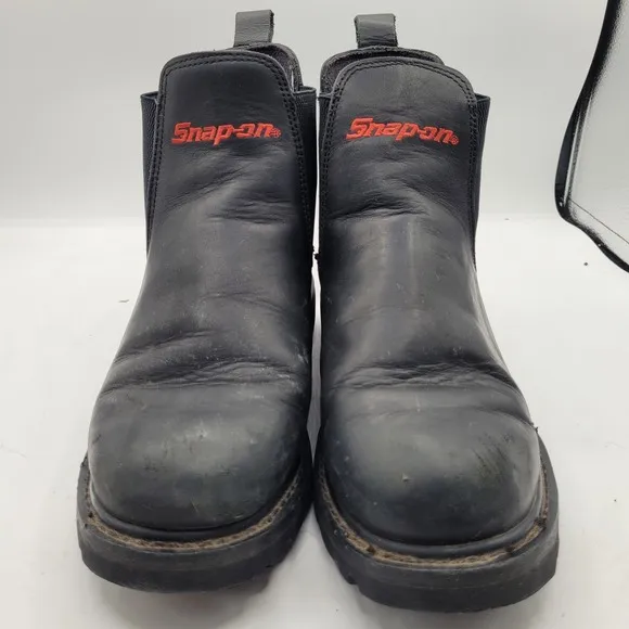 Snap On Tools Work Boots SOCKET Men's 9.5 Black Leather Slip On Soft Toe