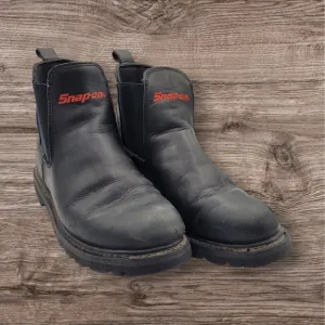 Snap On Tools Work Boots SOCKET Men's 9.5 Black Leather Slip On Soft Toe