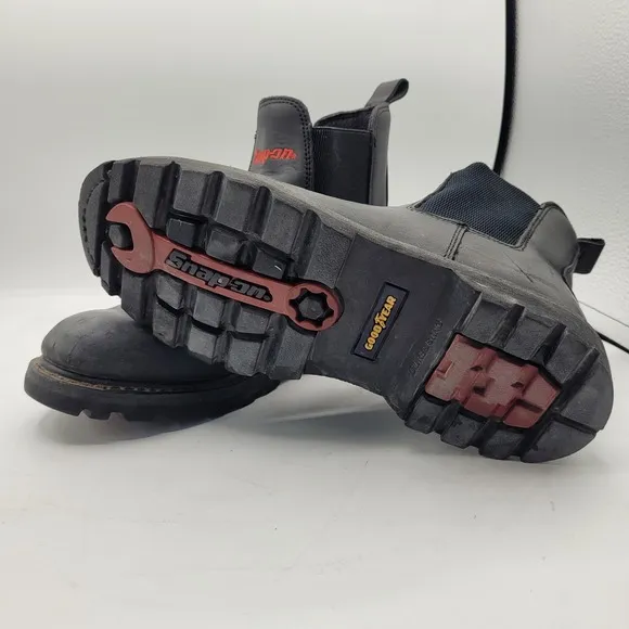 Snap On Tools Work Boots SOCKET Men's 9.5 Black Leather Slip On Soft Toe