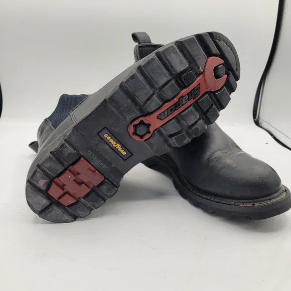 Snap On Tools Work Boots SOCKET Men's 9.5 Black Leather Slip On Soft Toe
