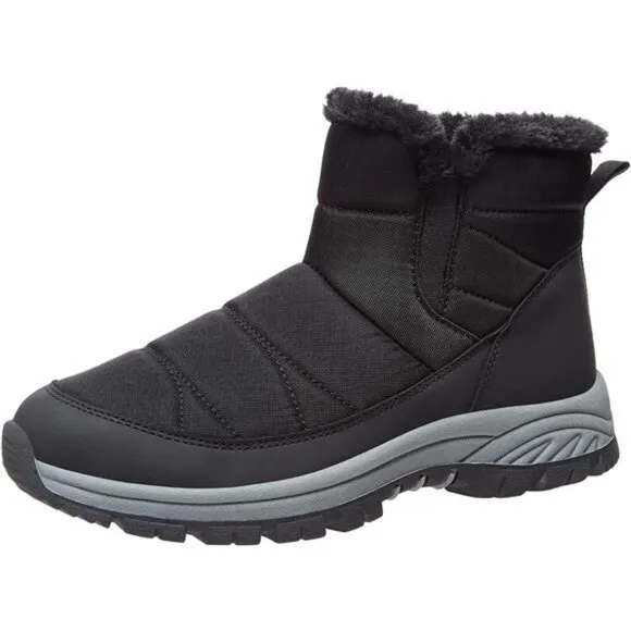Snow Boots Slip On Ankle Bootie Anti-Slip Fur Lined Short Boots Waterproof