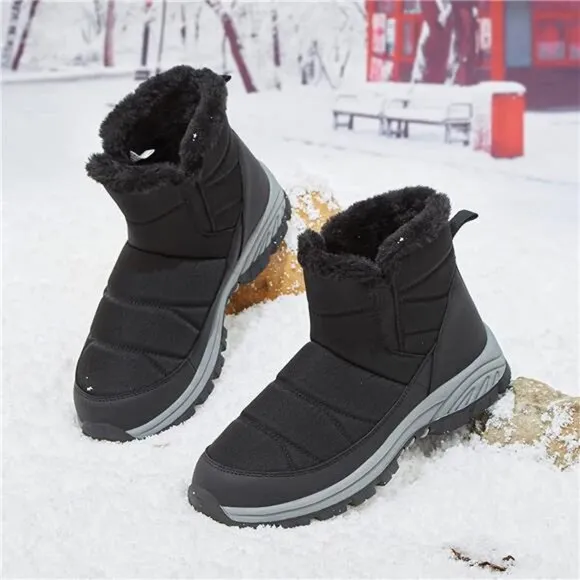 Snow Boots Slip On Ankle Bootie Anti-Slip Fur Lined Short Boots Waterproof