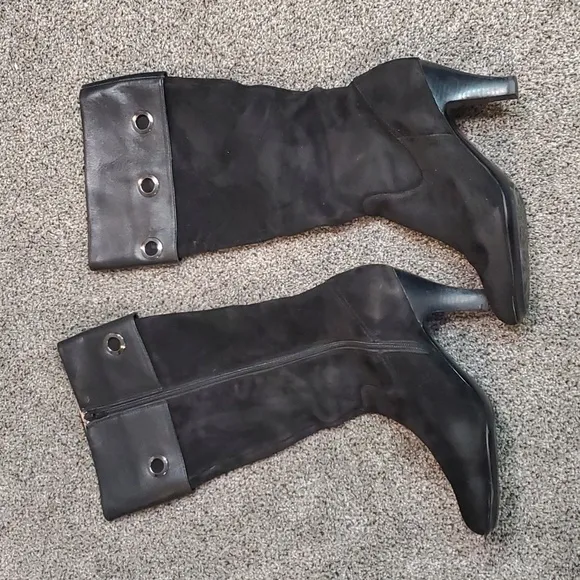 Sofft Womens Grommet Cuffed Tall Leather Heels Boots shoes sz 11M