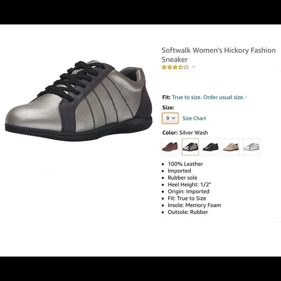 SoftWalk Memory Foam Silver Wash lace up sneakers