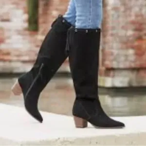 SOLE SOCIETY Aresa knee high suede boots tassel detail on back black size 7