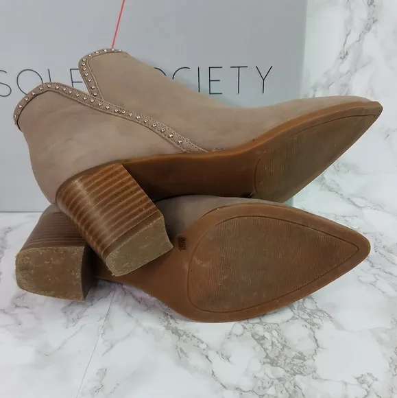 Sole Society Dalphine Leather Boots Color Porcini Size 8