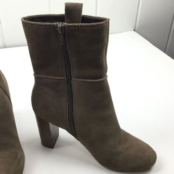 Sole Society Brown Suede Chunk Heeled Boots - 8.5