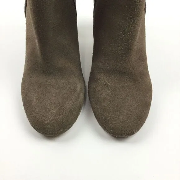 Sole Society Brown Suede Chunk Heeled Boots - 8.5