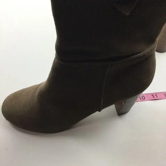 Sole Society Brown Suede Chunk Heeled Boots - 8.5
