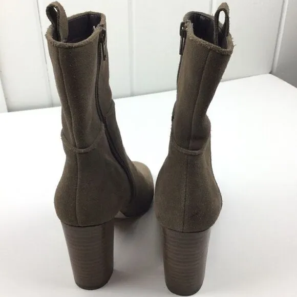 Sole Society Brown Suede Chunk Heeled Boots - 8.5