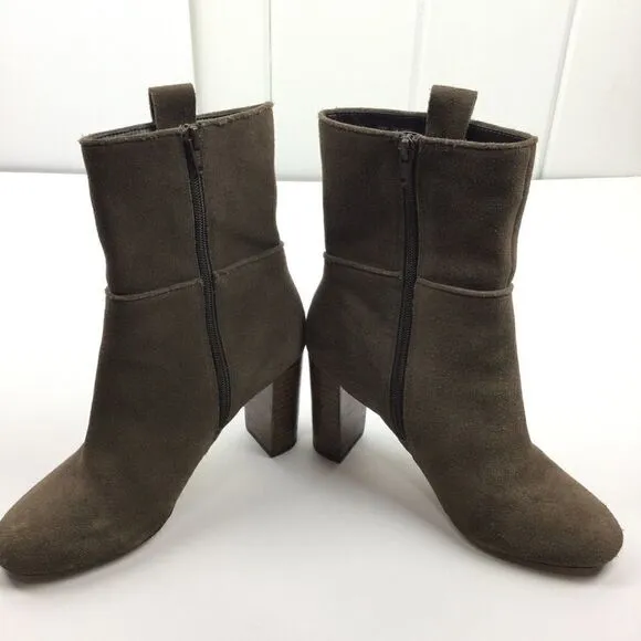 Sole Society Brown Suede Chunk Heeled Boots - 8.5