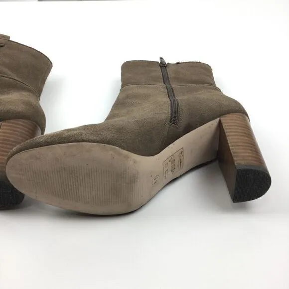Sole Society Brown Suede Chunk Heeled Boots - 8.5