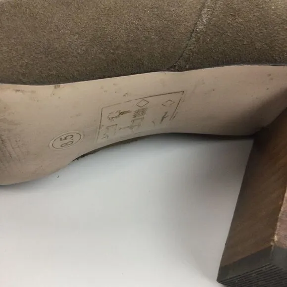 Sole Society Brown Suede Chunk Heeled Boots - 8.5