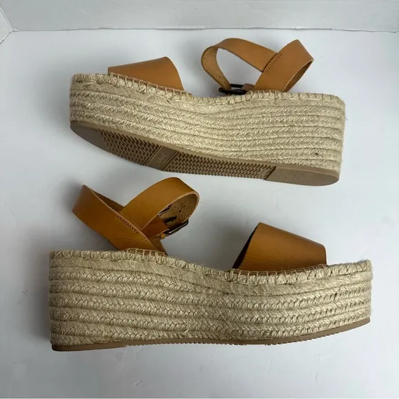 Soludos Anthropologie Minorca High Platform Espadrille Sandals Tan Size 11