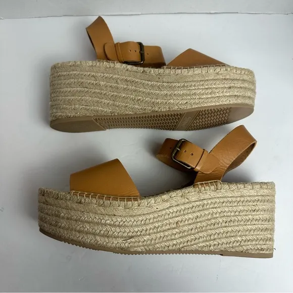 Soludos Anthropologie Minorca High Platform Espadrille Sandals Tan Size 11